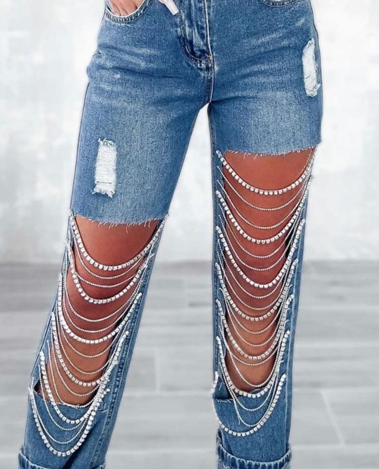 Jean Knee Strass A